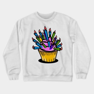 Funny cupcake with too many candles Crewneck Sweatshirt